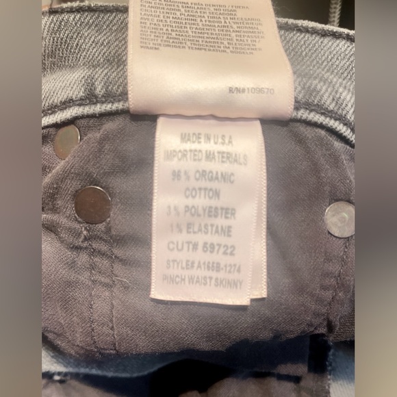 NWT AGOLDE pinch wast skinny ultra highrise grey denim 5 pckt distressed jean 26 - Picture 5 of 5